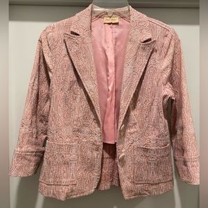 Sans Souci Pink Paisley Printed Jacquard Patterned Women's Blazer Jacket